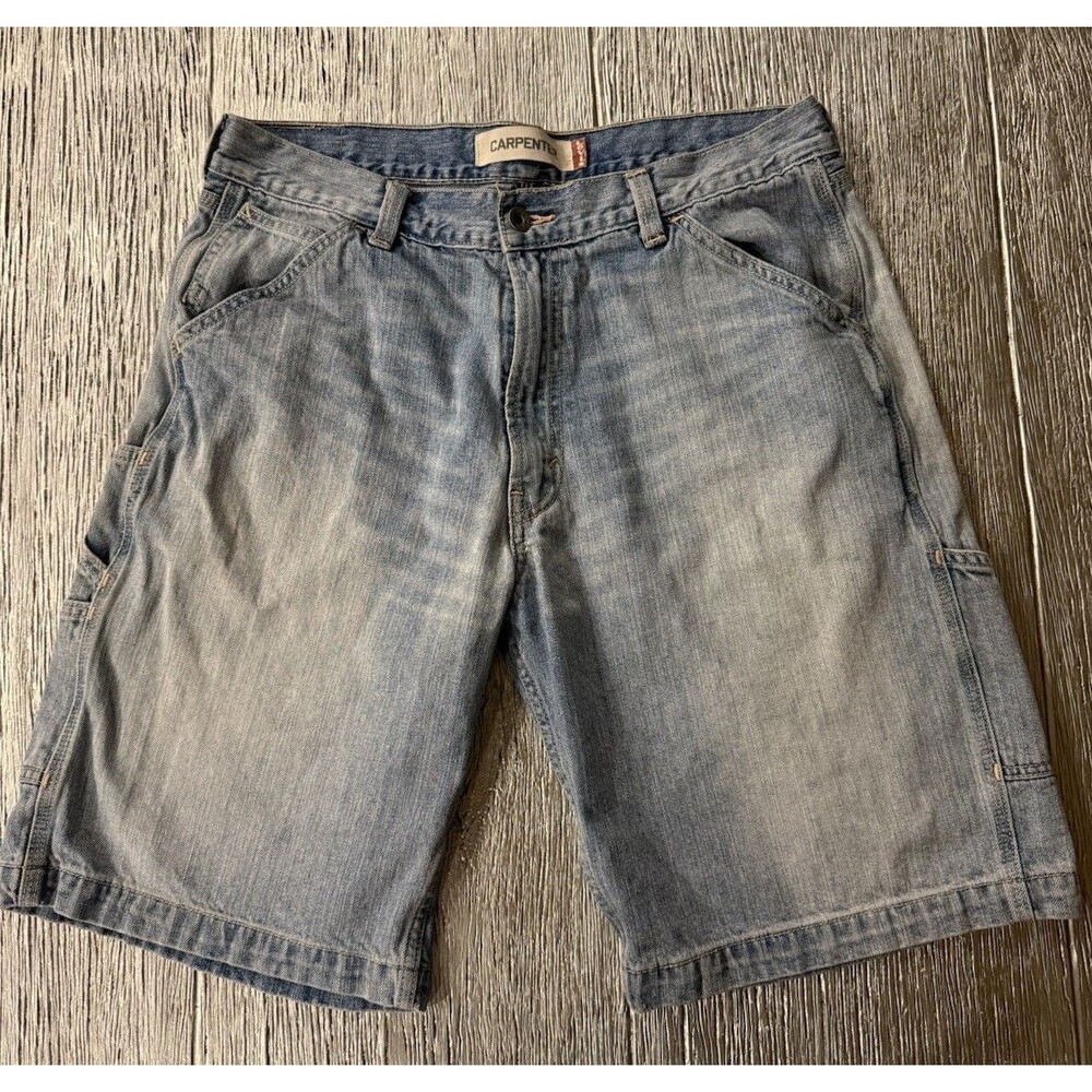 Levis Carpenter Shorts Mens 34 Blue Y2K Baggy Utility Workwear Medium Wash Denim